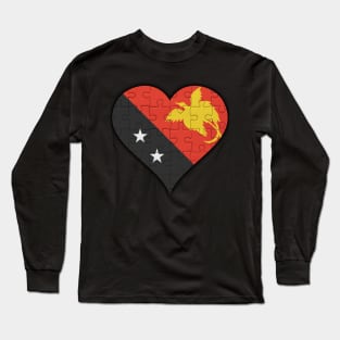 Papua New Guinean Jigsaw Puzzle Heart Design - Gift for Papua New Guinean With Papua New Guinea Roots Long Sleeve T-Shirt